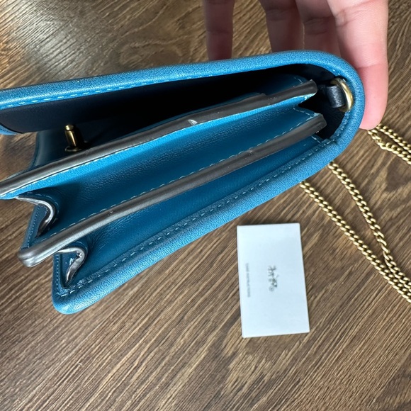 Brand New Coach Stripe Callie Leather Shoulder Chain Clutch Crossbody Handbag - Picture 4 of 8